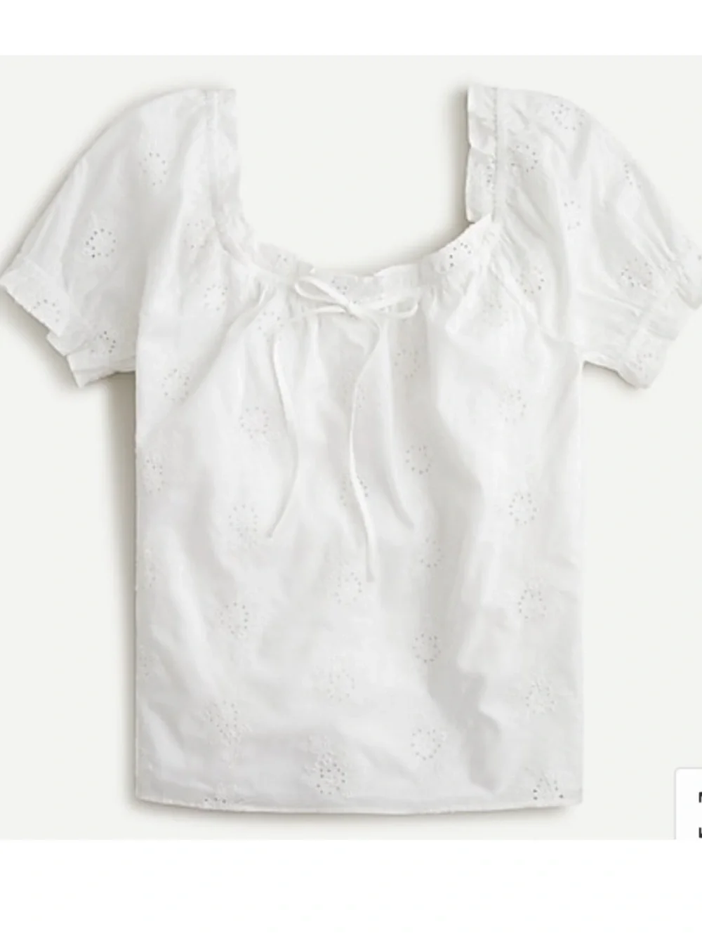 J Crew Square Neck Top Embroidered Eyelet Blouse Shirt SMALL AN408 Short Sleeve
